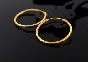 22k Earrings Solid Gold FANCY THIN MEDIUM SIZE HOOP BALI EARRING mf - Royal Dubai Jewellers