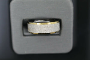 18k Solid Gold Elegant Ladies Modern Sand Finish Band Ring R9266m - Royal Dubai Jewellers