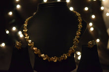 18k Necklace Set Beautiful Solid Gold Ladies Simple Floral TwoTone Design CS283 - Royal Dubai Jewellers