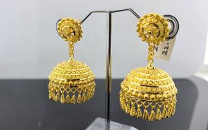 22K Solid Gold Jhumki Earring E20988 - Royal Dubai Jewellers