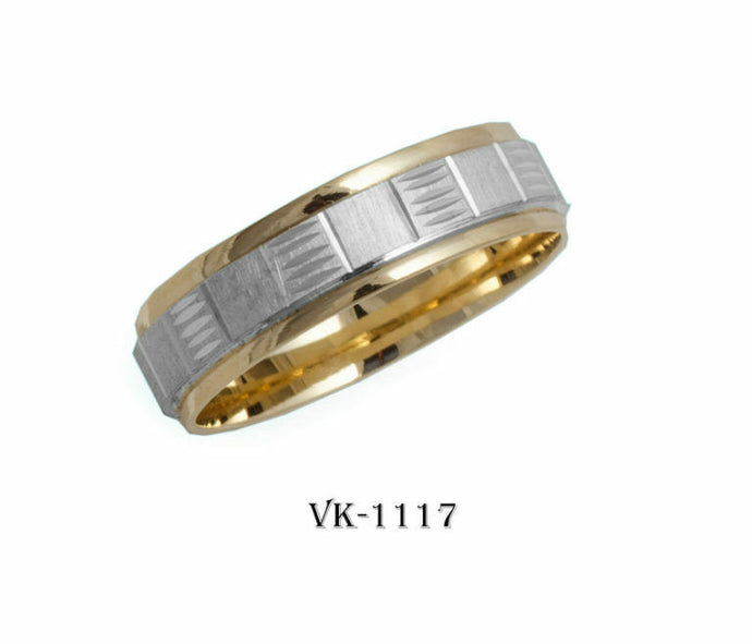 14k Solid Gold Elegant Ladies Modern Machine Finished Flat Band 6mm Ring VK1117v - Royal Dubai Jewellers