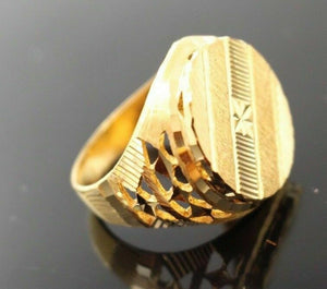 22k Ring Solid Gold ELEGANT Charm Mens Diamond Cut Ring SIZE 10 "RESIZABLE" mf - Royal Dubai Jewellers