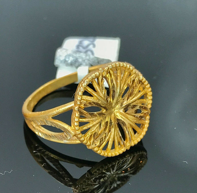 22k Ring Solid Gold ELEGANT Charm Ladies Floral Band SIZE 7.5 