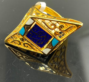 21k Ring Solid Gold Elegant Exotic Arabic Filigree Design r2134 - Royal Dubai Jewellers