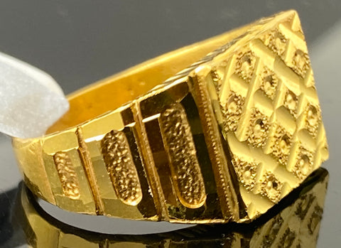 22K Solid Gold Diamond Cut Geometrical Ring R6049 TR - Royal Dubai Jewellers