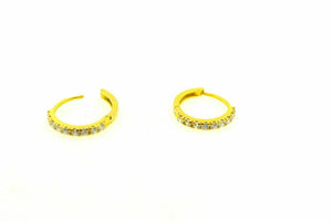 22k Earrings Solid Gold Diamond cut Hoop Earring with Stones mf - Royal Dubai Jewellers