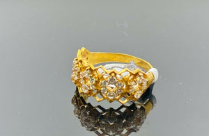 22k Ring Solid Gold ELEGANT Filigree Floral Geometric Ladies Band r2094 - Royal Dubai Jewellers