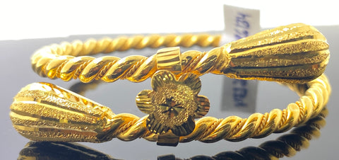 21K Solid Gold Twisted Bangle Bracelet BR6134 - Royal Dubai Jewellers