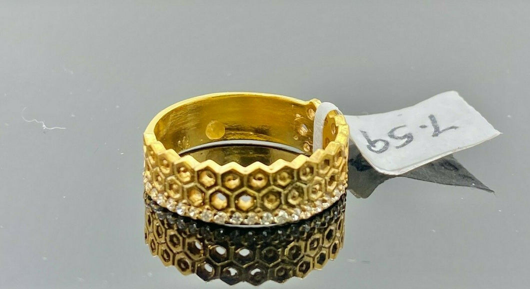 22k Ring Solid Gold ELEGANT Charm Ladies Band SIZE 7.5 