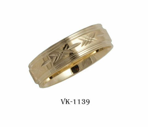 18k Solid Gold Elegant Ladies Modern Machine Finished Flat Band 6mm Ring VK1139v - Royal Dubai Jewellers