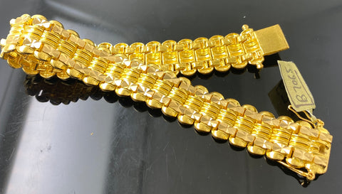 22k Solid Gold Exquisite Men Diamond Cut Bracelet b7065 - Royal Dubai Jewellers