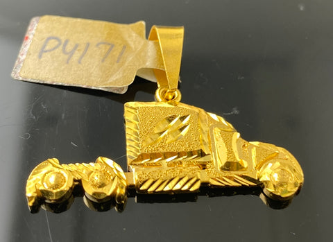 22k Solid Gold Simple Men Truck Pendent p4171 - Royal Dubai Jewellers