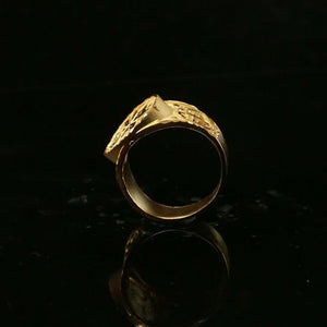 22k Ring Solid Gold Elegant Geometric Design Men Ring Size R2057 mon - Royal Dubai Jewellers