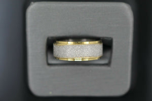 18k Solid Gold Elegant Ladies Modern Sandstone Finish Band Ring R9202m - Royal Dubai Jewellers