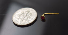 Authentic 18K Yellow Gold L-Shaped Nose Pin Stud Red Birth Stone July n137 - Royal Dubai Jewellers