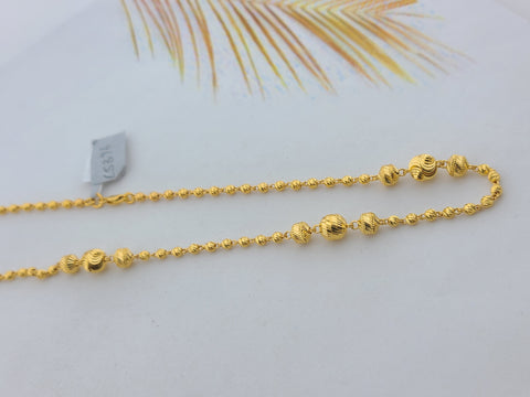 22K Solid Gold Diamond Cut Beads Chain C5396 - Royal Dubai Jewellers