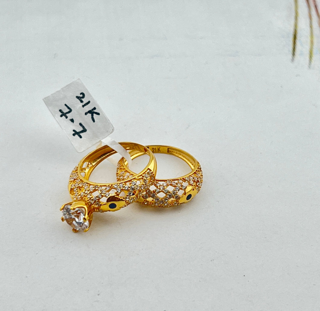 21K Solid Gold Zircon Ring R8231 - Royal Dubai Jewellers