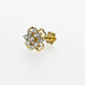 18k Stunning Modern Diamond Solid Gold Nose pin Unique Design Comfort Fit NP64 - Royal Dubai Jewellers