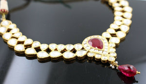 22k 22ct Solid Gold Elegant Traditional Kundan Set Necklace with STONE KS115 | Royal Dubai Jewellers