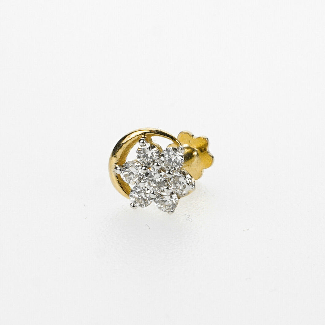 18k Stunning Modern Diamond Solid Gold Nose pin Unique Design Comfort Fit NP28 - Royal Dubai Jewellers