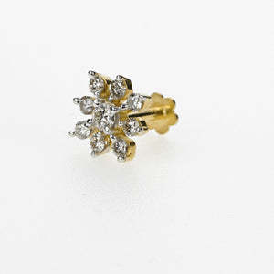 18k Stunning Modern Diamond Solid Gold Nose pin Unique Design Comfort Fit NP85 - Royal Dubai Jewellers