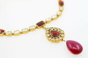 22k 22ct Solid Gold Elegant Traditional Kundan Set Necklace with STONE KS104 | Royal Dubai Jewellers