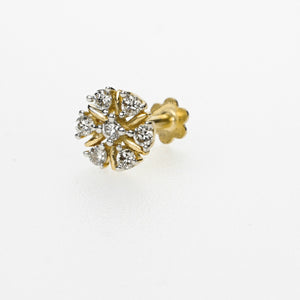 18k Stunning Modern Diamond Solid Gold Nose pin Unique Design Comfort Fit NP88 - Royal Dubai Jewellers