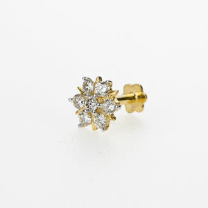 18k Stunning Modern Diamond Solid Gold Nose pin Unique Design Comfort Fit NP94 - Royal Dubai Jewellers