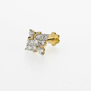 18k Stunning Modern Diamond Solid Gold Nose pin Unique Design Comfort Fit NP81 - Royal Dubai Jewellers