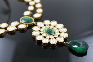 22k 22ct Solid Gold Elegant Traditional Kundan Set Necklace with STONE KS105 | Royal Dubai Jewellers