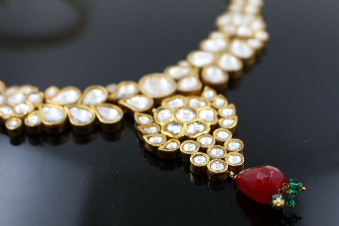 22k 22ct Solid Gold Elegant Traditional Kundan Set Necklace with STONE KS112 | Royal Dubai Jewellers