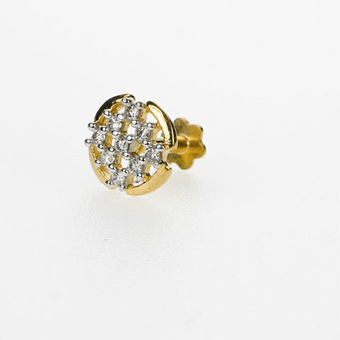 18k Stunning Modern Diamond Solid Gold Nose pin Unique Design Comfort Fit NP83 - Royal Dubai Jewellers