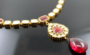 22k 22ct Solid Gold Elegant Traditional Kundan Set Necklace with STONE KS104 | Royal Dubai Jewellers