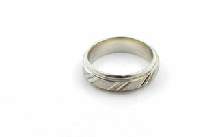 18k 18ct Solid White Gold Designer Mens Band Ring Size 9.0 Resizable R1395 - Royal Dubai Jewellers