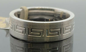 18k Ring Solid Gold Simple Italian Designer Pattern Unisex Band R2374 - Royal Dubai Jewellers
