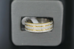 18k Solid Gold Elegant Ladies Modern Sand Finish Band Ring R9206m - Royal Dubai Jewellers