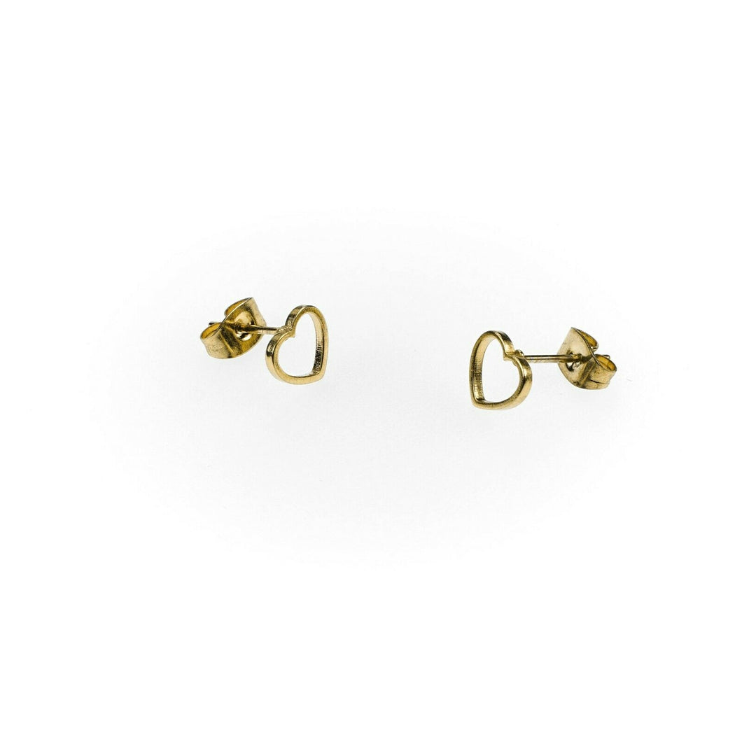 Solid Gold Ladies Jewelry Modern Simple Heart Shape Studs Design SE13 - Royal Dubai Jewellers