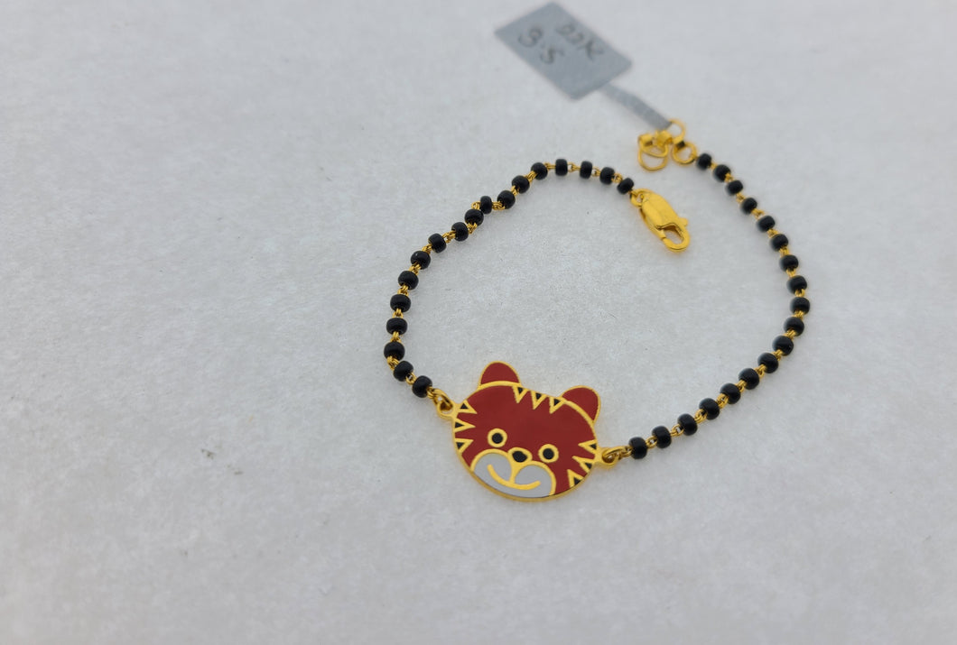 22K Solid Gold Black Bead Baby Bracelet CB3032 - Royal Dubai Jewellers