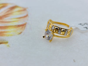 21K Solid Gold Two Tone Zircon Ring R8362 - Royal Dubai Jewellers