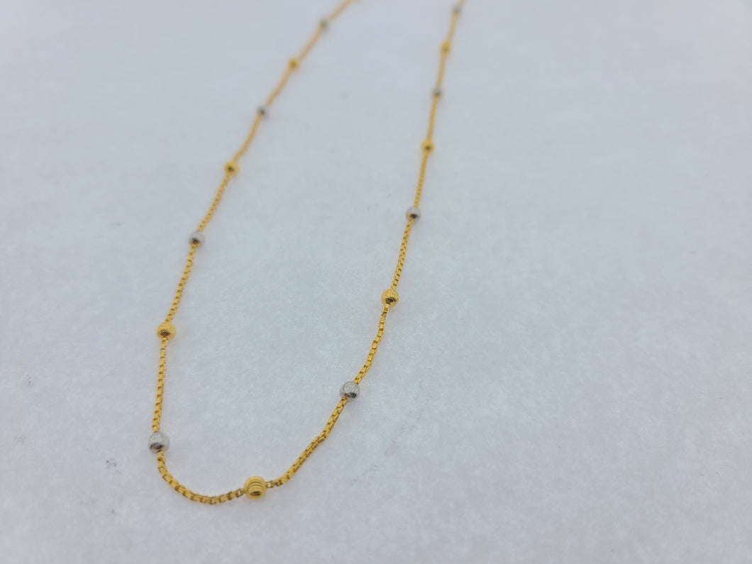 22K Solid Gold Two Tone Beaded Chain C5570 - Royal Dubai Jewellers