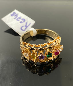 18K Solid Gold Ring With Stones R6748 - Royal Dubai Jewellers
