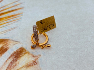 18K Solid Gold Zircon Hoops E22653 - Royal Dubai Jewellers
