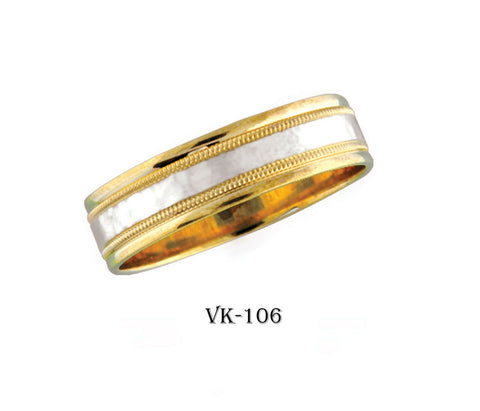 14k Solid Gold Elegant Ladies Modern Shiny Matte Flat Band 6MM Ring VK106v - Royal Dubai Jewellers