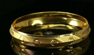 22k Bracelet Solid Gold Simple Charm Diamond Cut Men Design Size 3 inch B4225 - Royal Dubai Jewellers