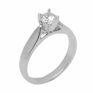 18k Solid Gold Elegant ladies Modern Reverse Tapered Round Solitaire Ring D2022v - Royal Dubai Jewellers