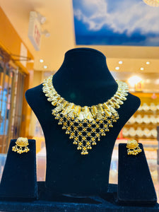 22k Solid Gold Elegant Ladies Filigree Floral Necklace Set c2907 - Royal Dubai Jewellers