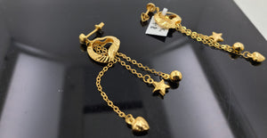 21K Solid Gold French Hook Earrings With Hearts E20222 - Royal Dubai Jewellers