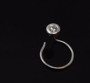 Authentic 18K White Gold Nose Pin Ring Round-Cut-Diamond VS2 n078 - Royal Dubai Jewellers