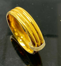 22k Ring Solid Gold Men Simple High Polished Multi Channel Design R1849z - Royal Dubai Jewellers
