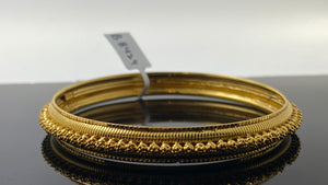 22k Solid Gold Elegant Raised Floral Pattern Bangle b8424 - Royal Dubai Jewellers